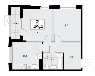 49,4 м² — планировка