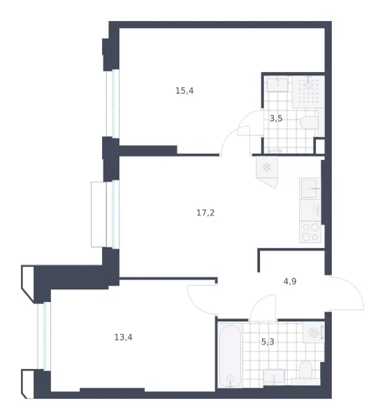 2-комн. 59.7 м²