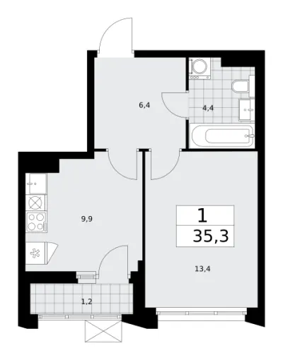 35,3 м² — планировка