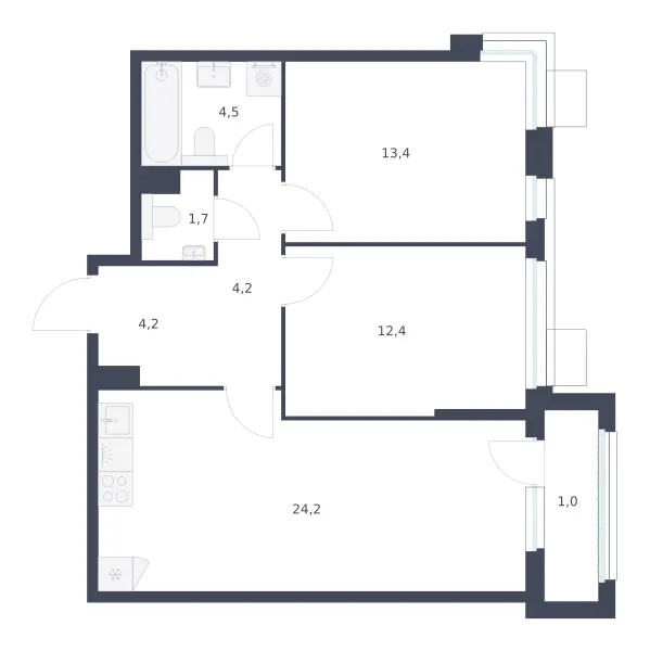 2-комн. 65.6 м²