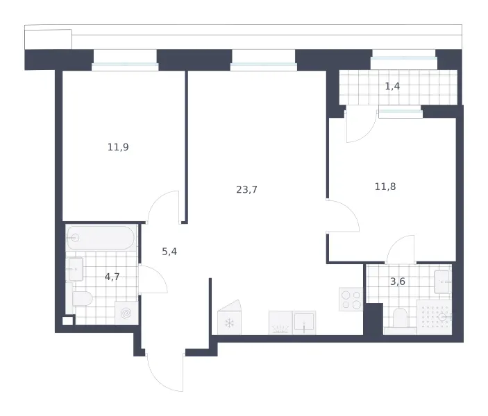 2-комн. 62.5 м²