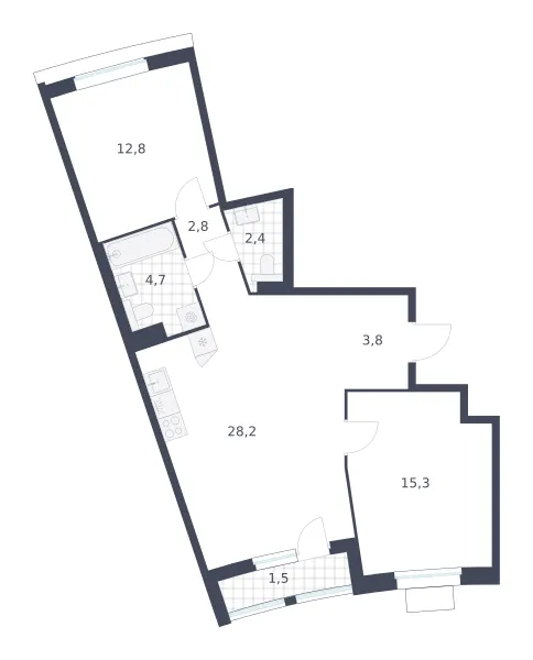 2-комн. 71.5 м²