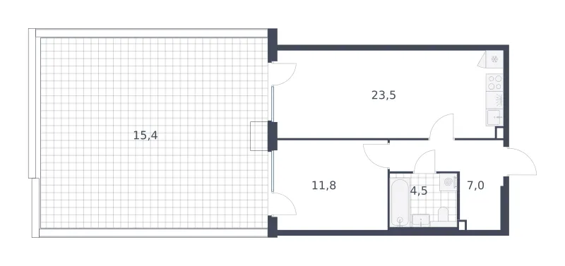 1-комн. 62.2 м²