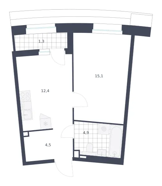 1-комн. 38.2 м²