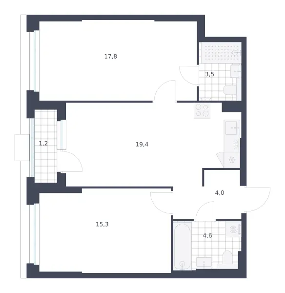 2-комн. 65.8 м²