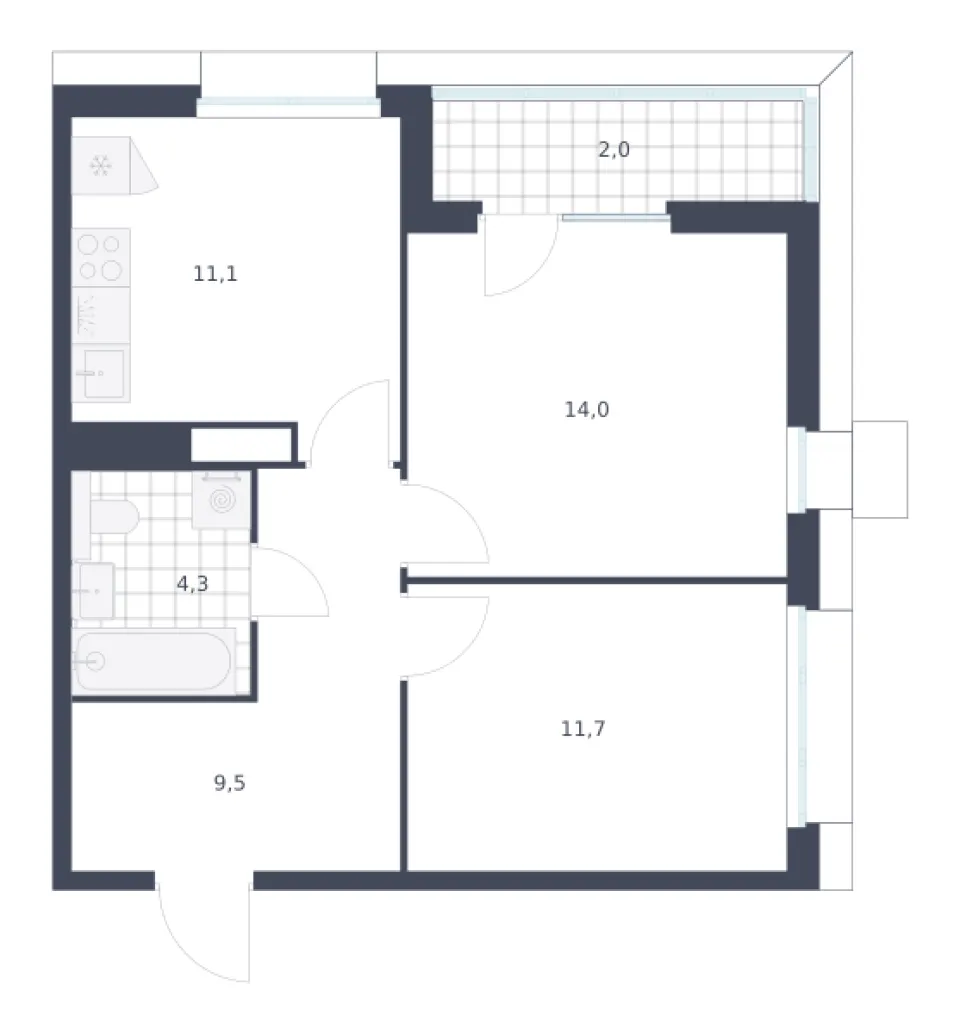 2-комн. 52,6 м²
