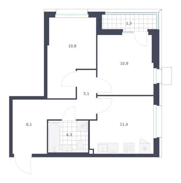 2-комн. 49.9 м²