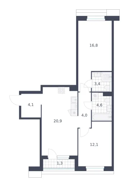 2-комн. 67.2 м²
