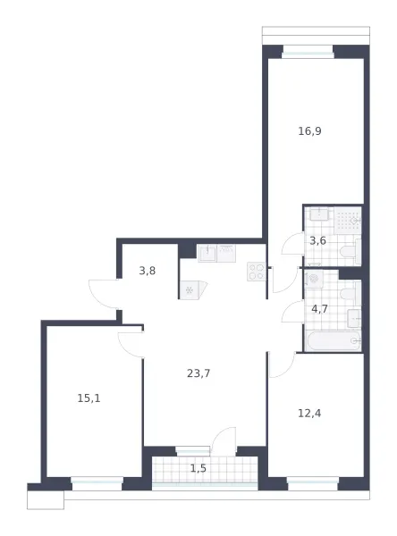 3-комн. 84.8 м²