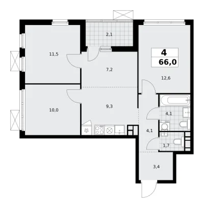 66 м² — планировка