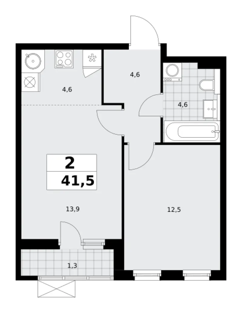 2-комн. 41.6 м²