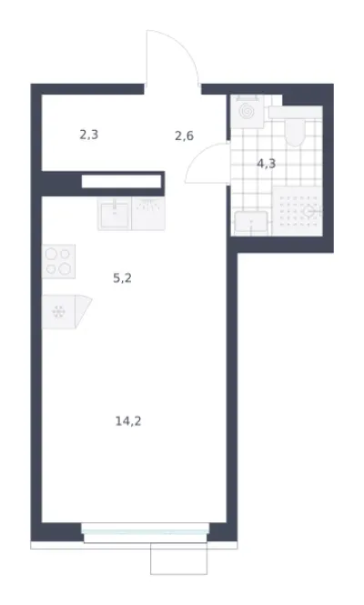 28,6 м² — планировка