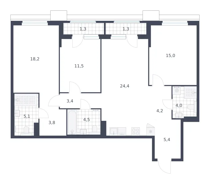 3-комн. 102.1 м²