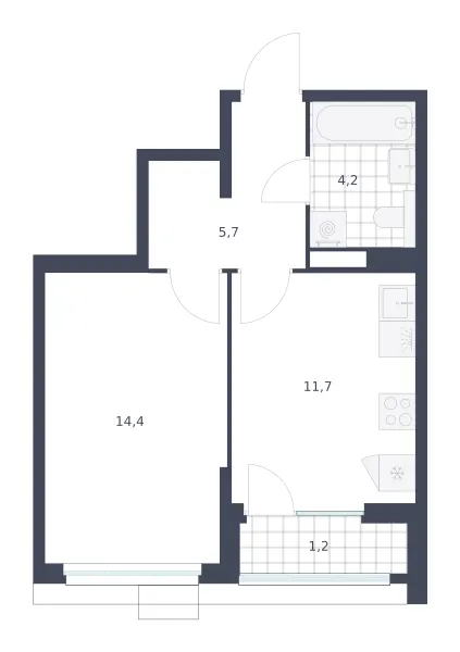 1-комн. 37.2 м²