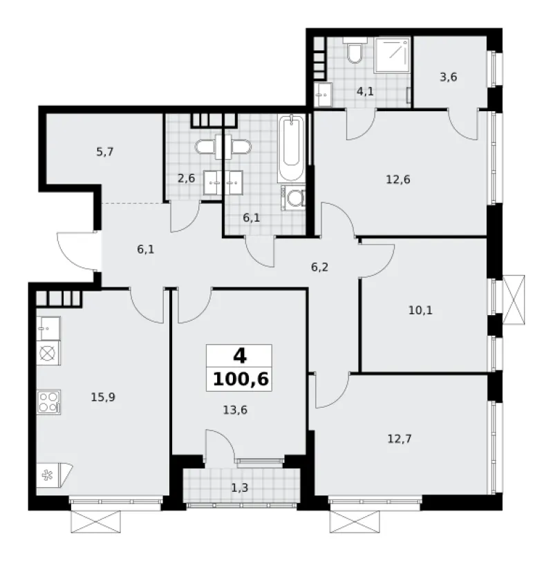 4-комн. 100.6 м²