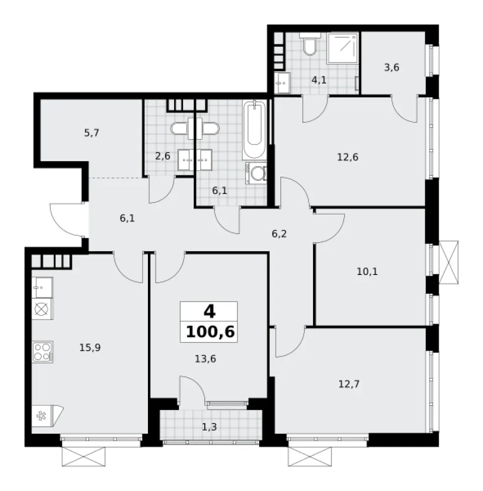 4-комн. 100,6 м²
