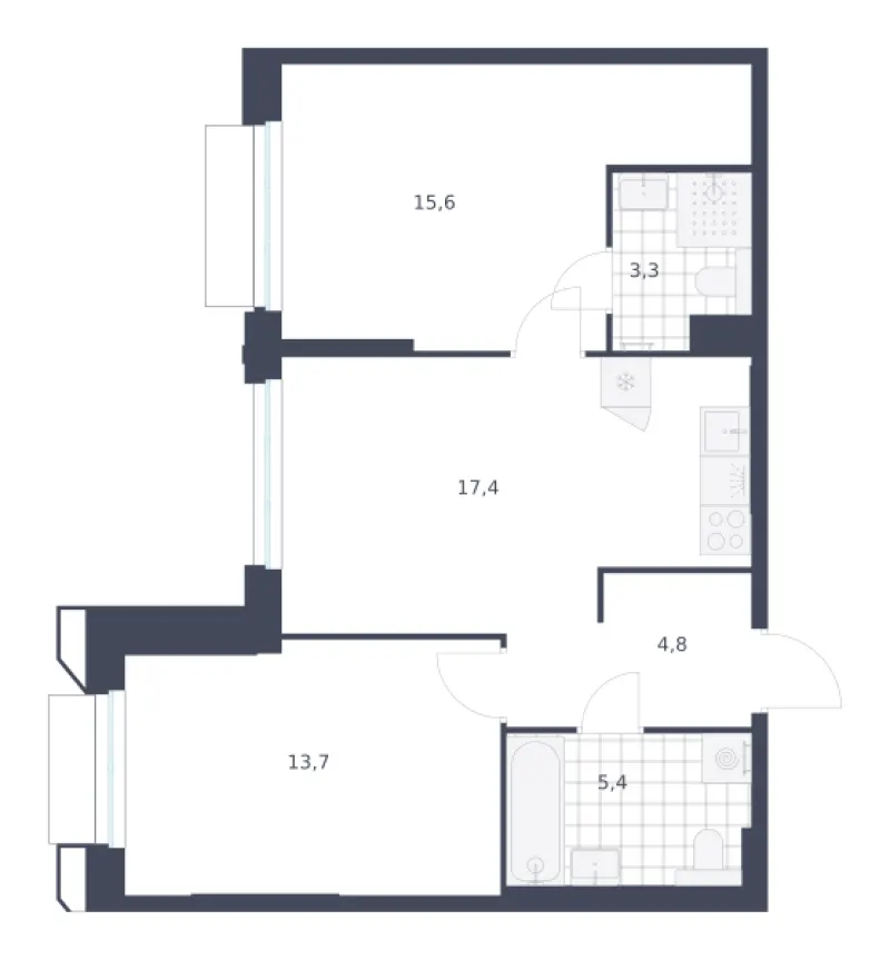 2-комн. 60.2 м²