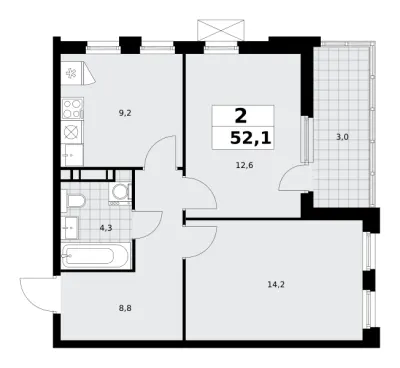 52,1 м² — планировка