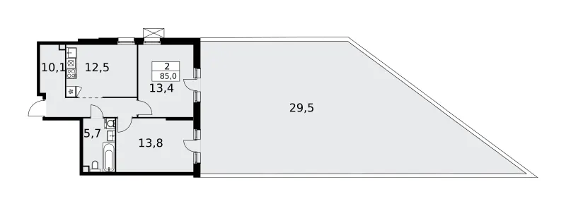2-комн. 85.2 м²