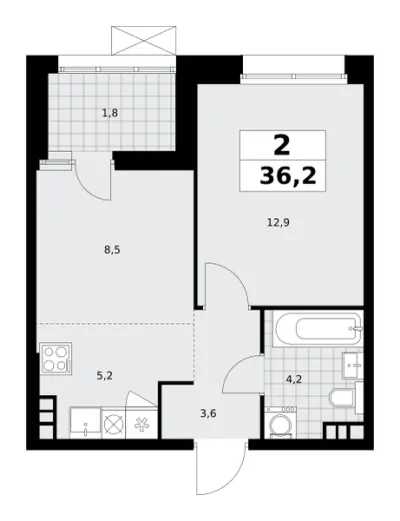 36,1 м² — планировка