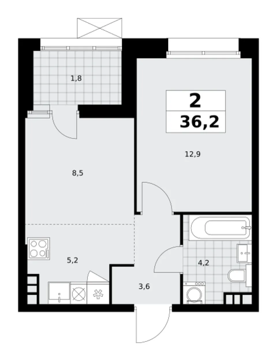 2-комн. 36,1 м²