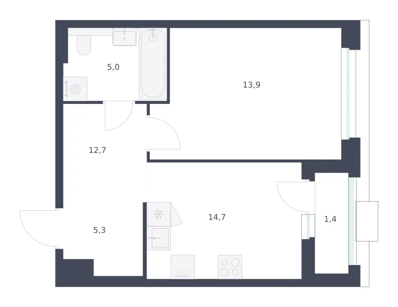 2-комн. 53 м²