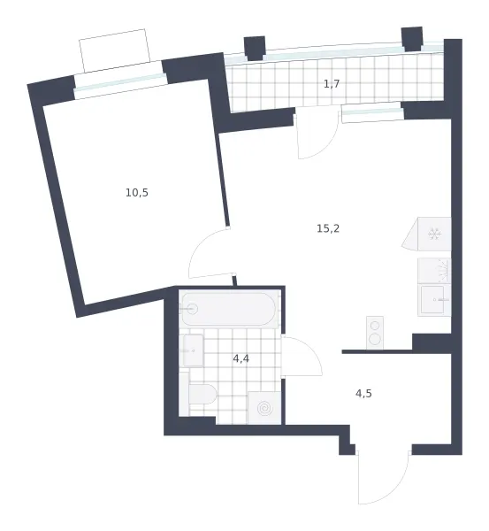 1-комн. 36.3 м²