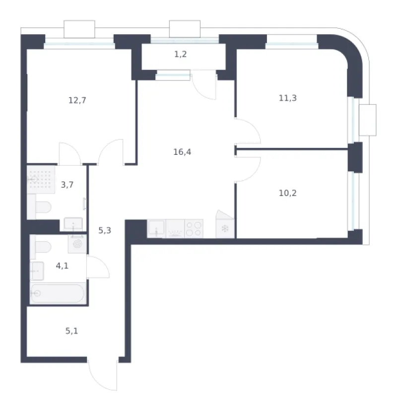 3-комн. 70 м²