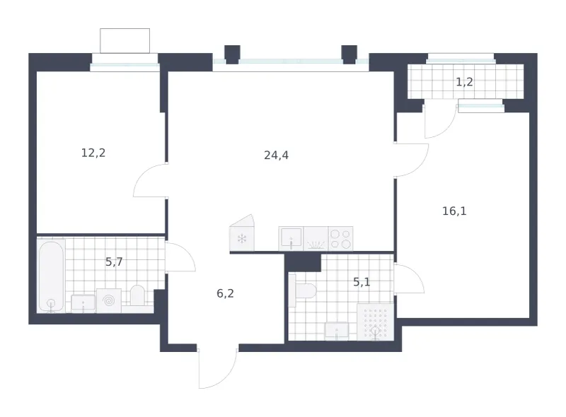 2-комн. 70.9 м²