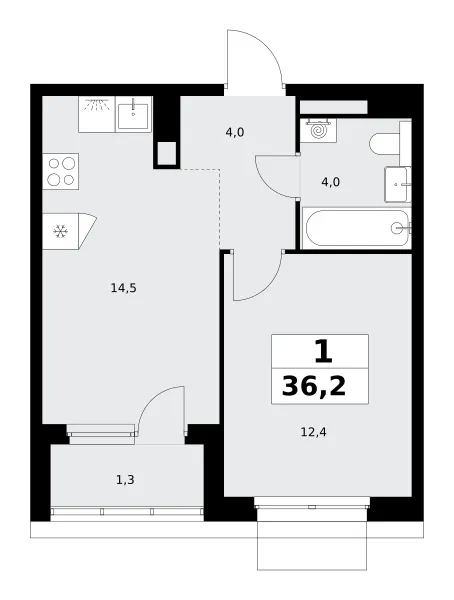 1-комн. 36.2 м²