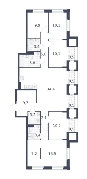 5-комн. 133.6 м²