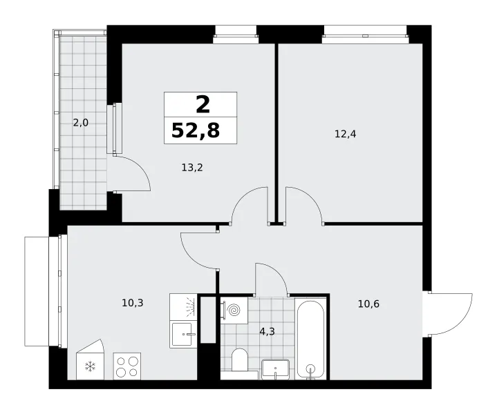2-комн. 52.8 м²