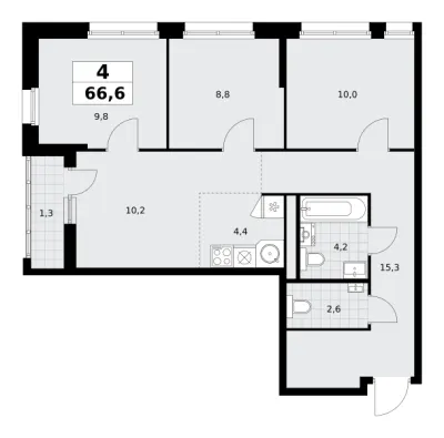 66,6 м² — планировка