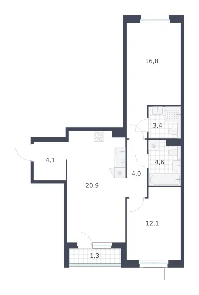 2-комн. 67.2 м²