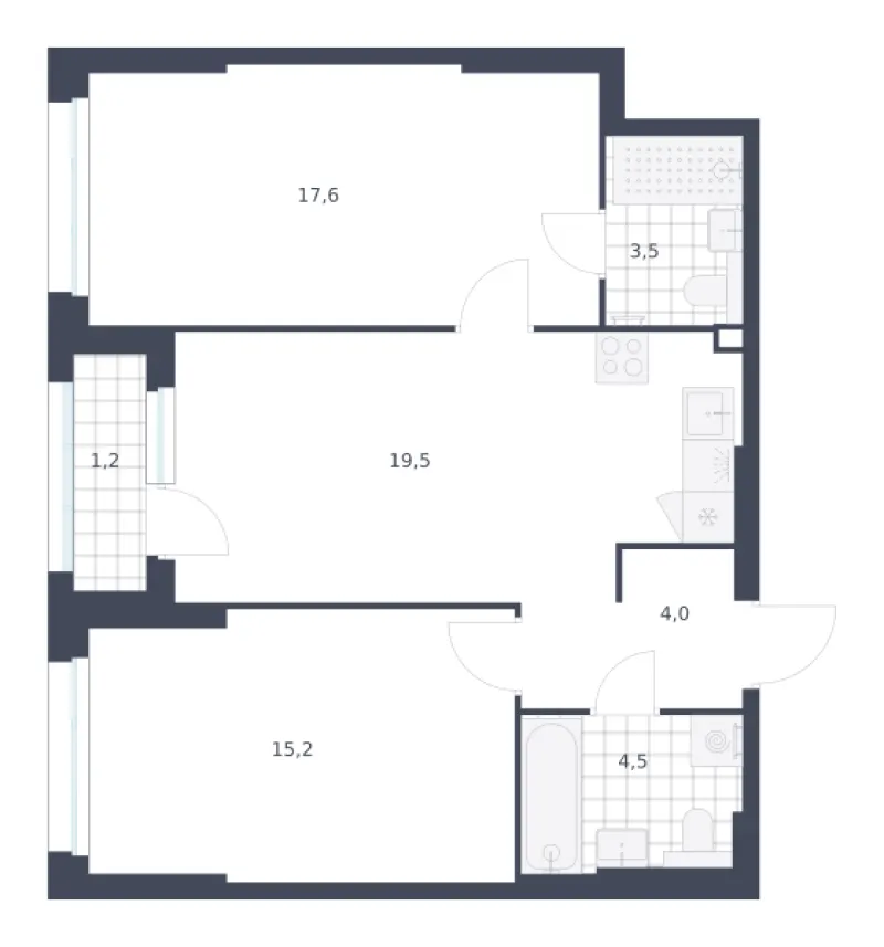 2-комн. 65.5 м²