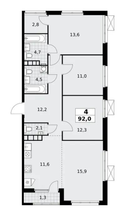 92 м² — планировка