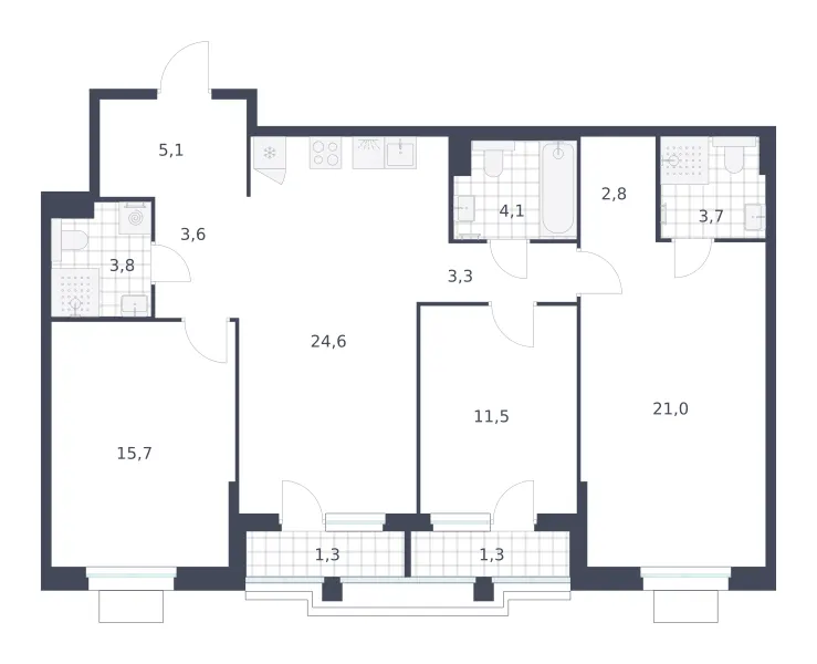 3-комн. 101.8 м²