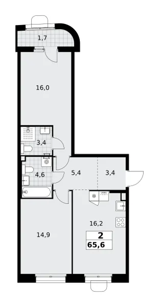 2-комн. 65.6 м²