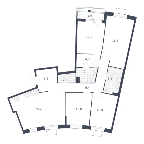 4-комн. 113.1 м²