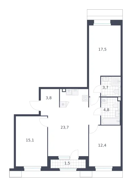 3-комн. 85.6 м²