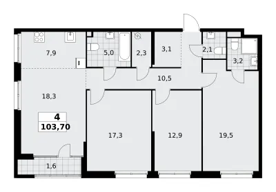 104,4 м² — планировка