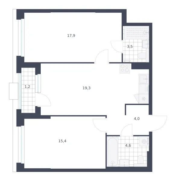 2-комн. 65.9 м²