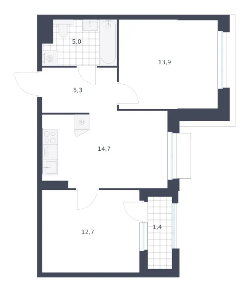 2-комн. 53 м²
