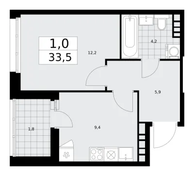 33,5 м² — планировка