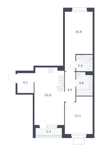 2-комн. 67.2 м²