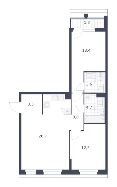 2-комн. 69.5 м²