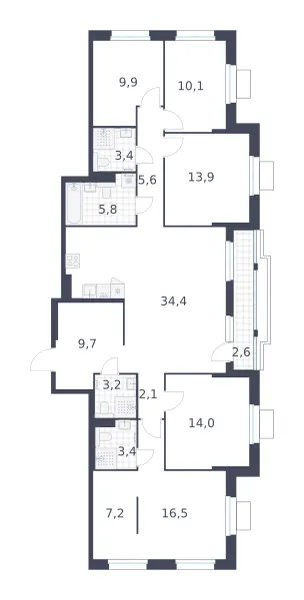 5-комн. 141.8 м²
