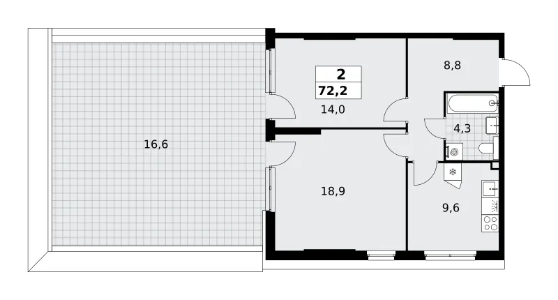 2-комн. 72.2 м²