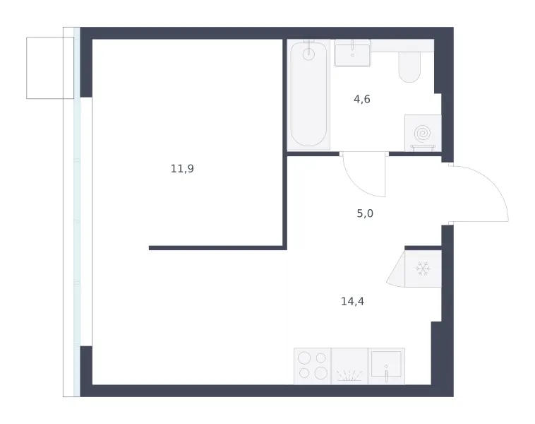 1-комн. 35,9 м²