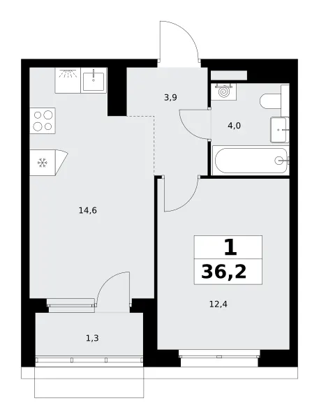 1-комн. 36.2 м²